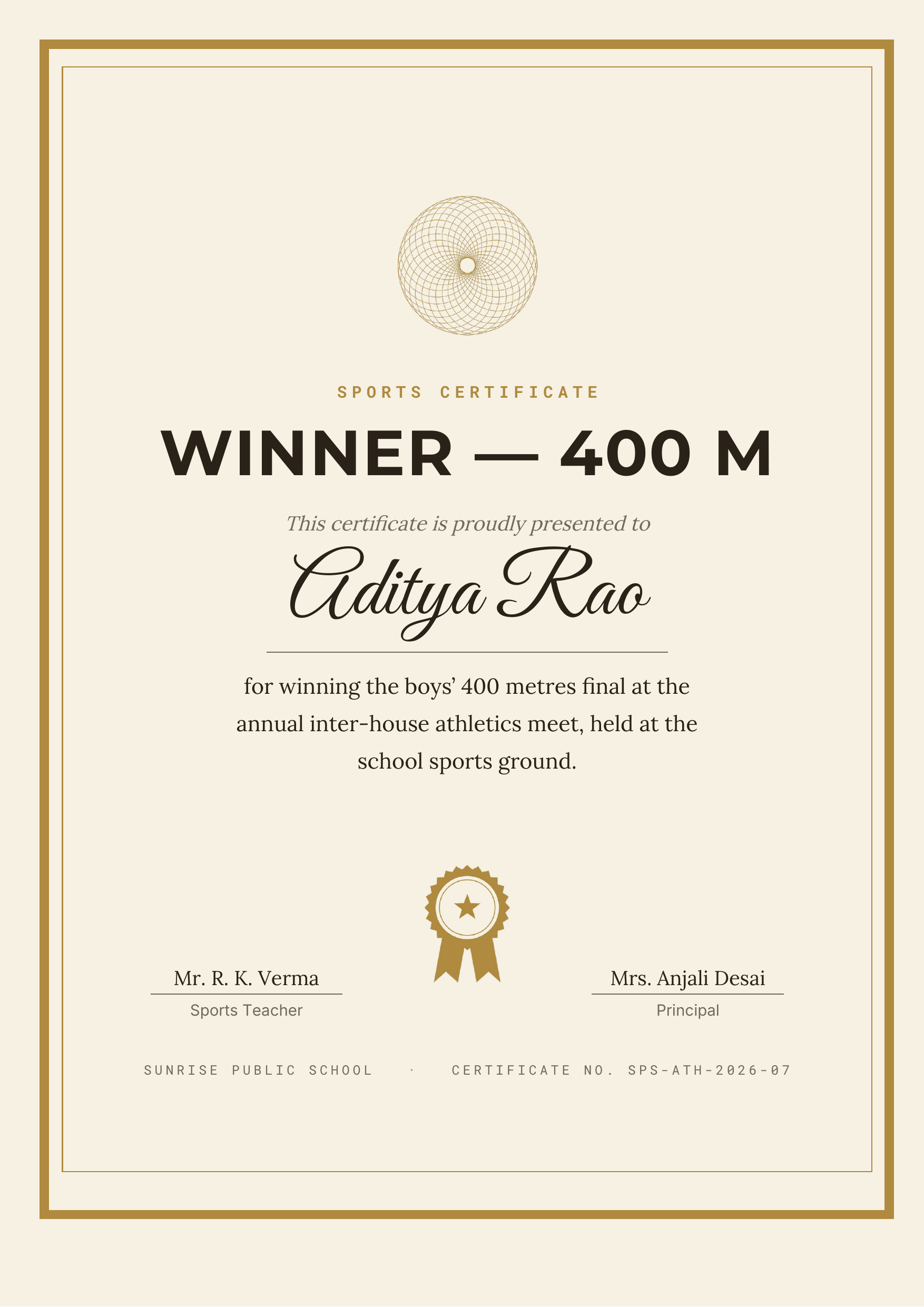 Winner — 400 m — page preview