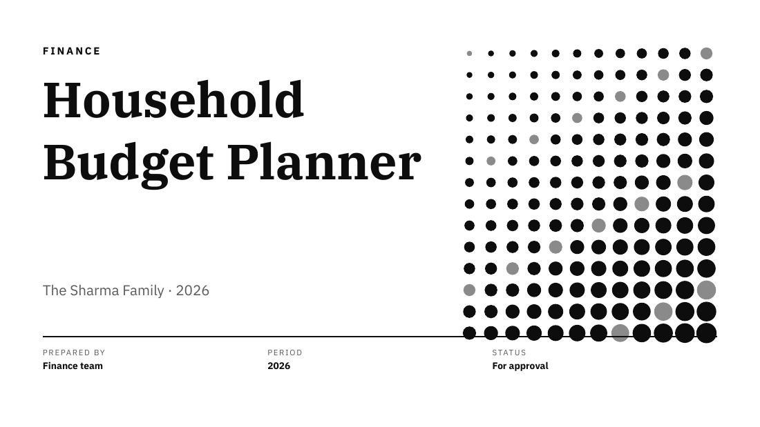 Household Budget Planner — cover slide