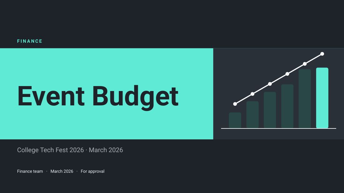 Event Budget (Slate Mint) — cover slide