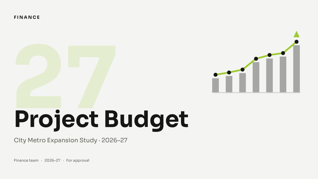 Project Budget (Grey Lime) — cover slide