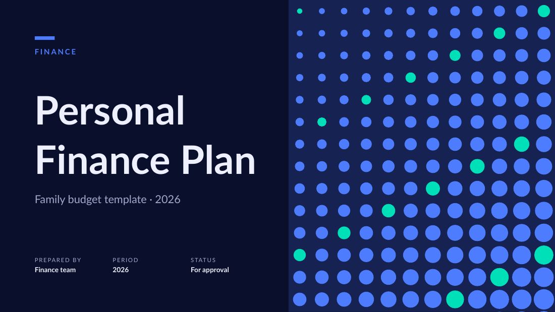 Personal Finance Plan (Ink Blue) — cover slide