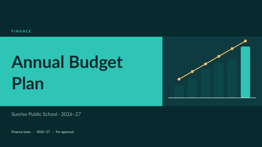 Annual Budget Plan (Deep Teal) — cover slide
