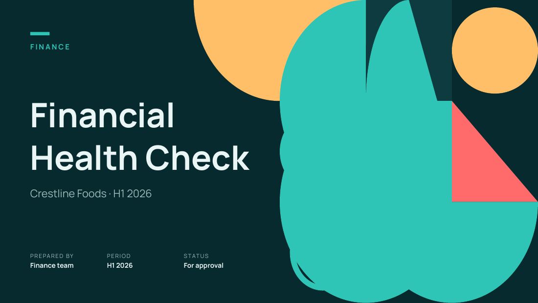 Financial Health Check (Deep Teal) — cover slide