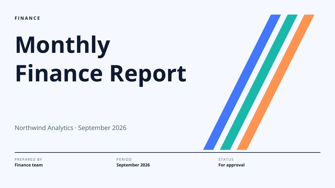 Monthly Finance Report (Sky) — cover slide