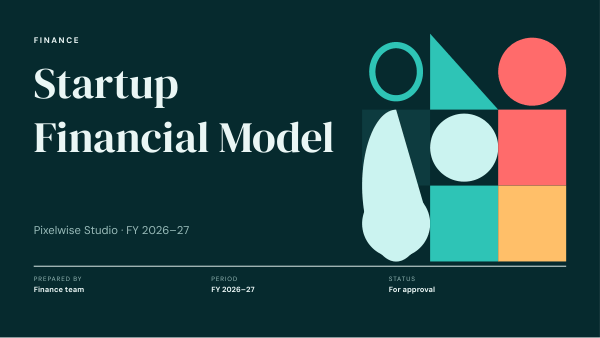 Startup Financial Model (Deep Teal) — preview
