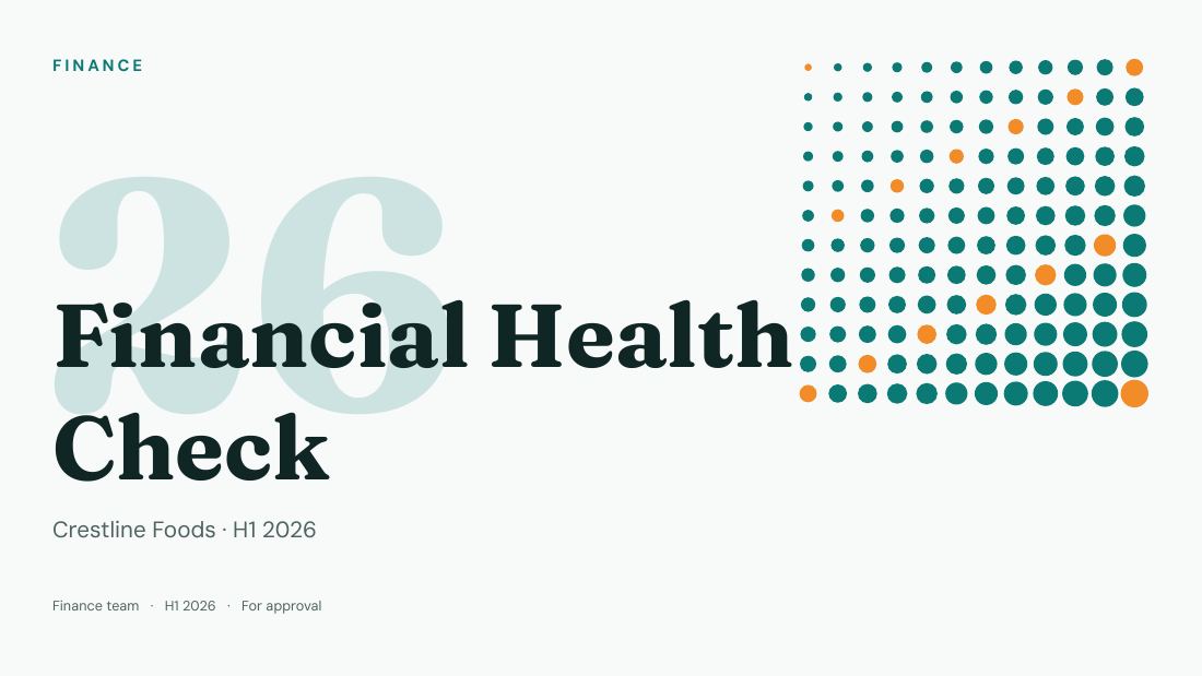 Financial Health Check (Teal Orange) — cover slide