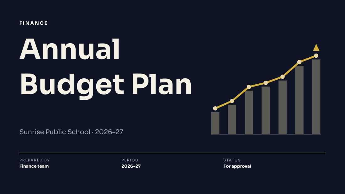 Annual Budget Plan (Midnight Gold) — cover slide