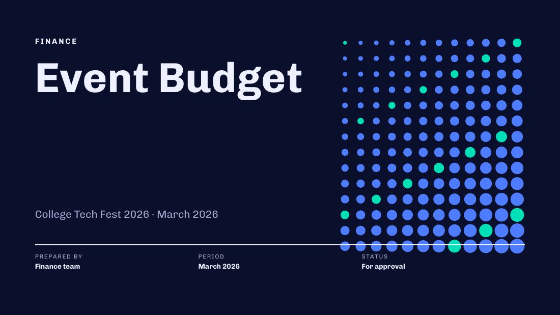 Event Budget (Ink Blue) — cover slide