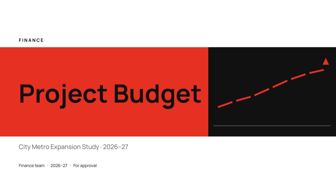 Project Budget (Swiss Red) — cover slide