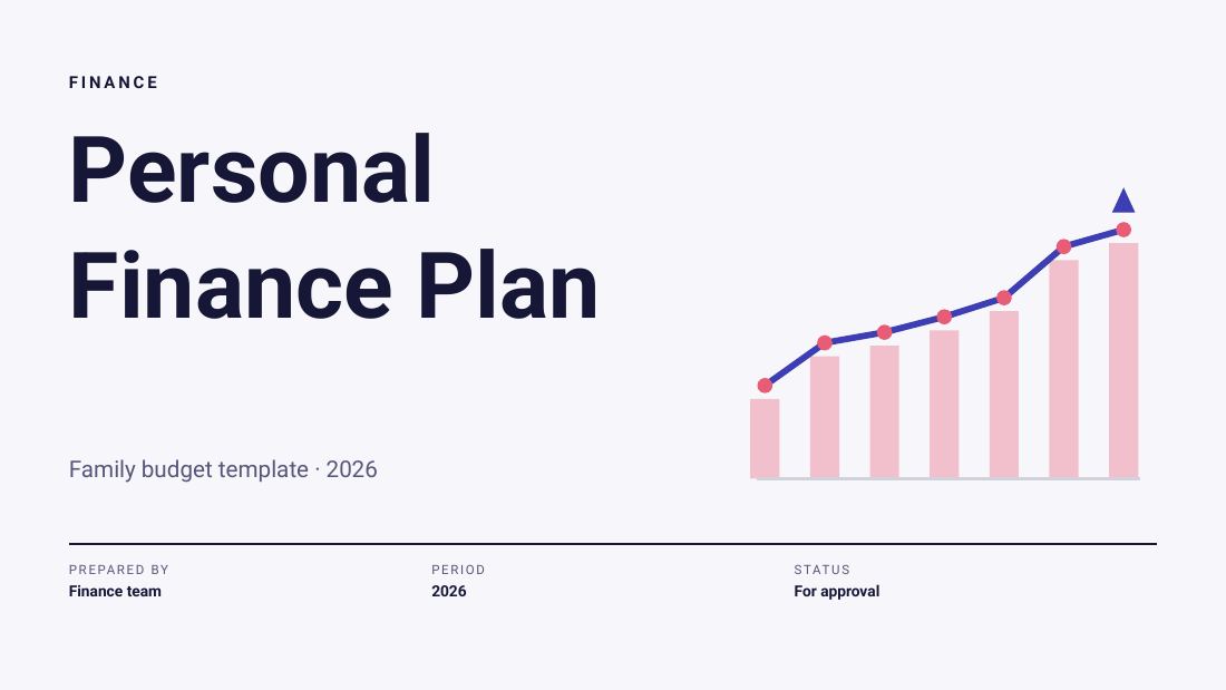 Personal Finance Plan (Indigo Light) — cover slide