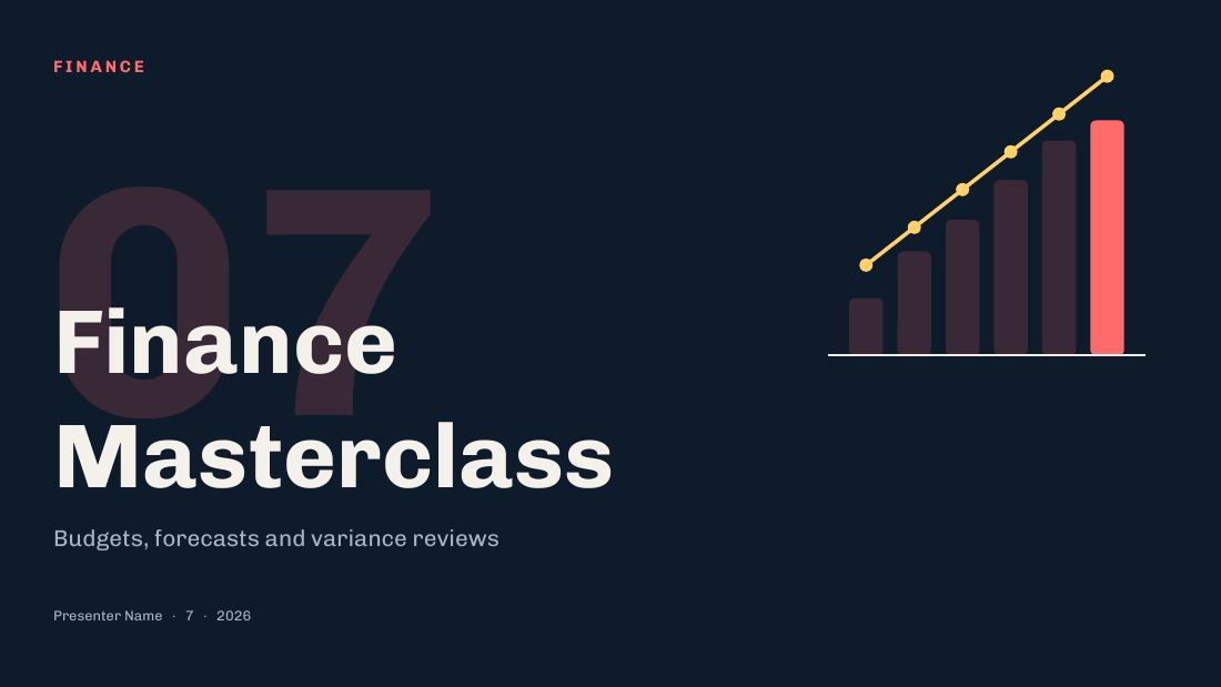 Finance Masterclass — Finance / budget (long) — cover slide