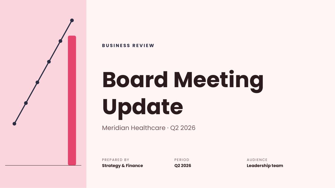 Board Meeting Update (Blush) — cover slide