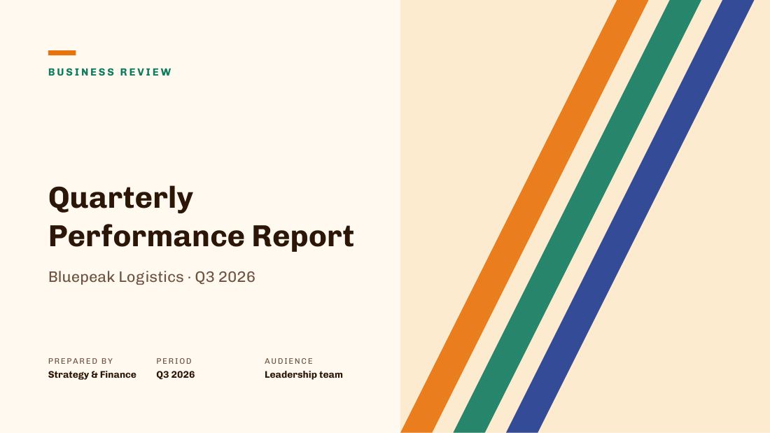 Quarterly Performance Report (Saffron) — cover slide