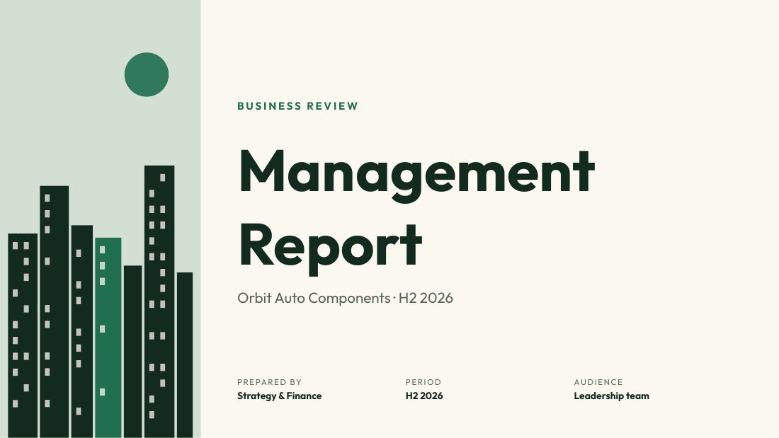 Management Report (Cream Green) — cover slide