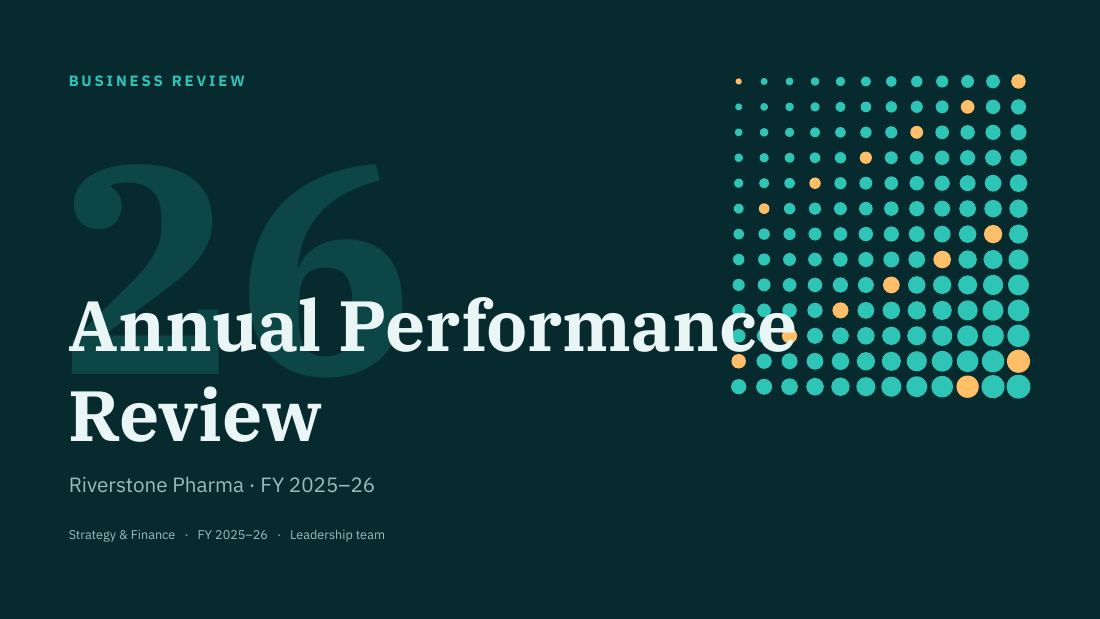 Annual Performance Review (Deep Teal) — cover slide