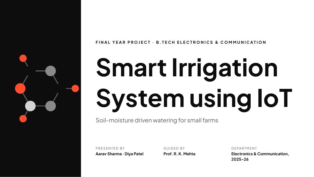 Smart Irrigation System using IoT (Mono) — cover slide
