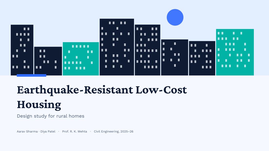 Earthquake-Resistant Low-Cost Housing (Sky) — cover slide