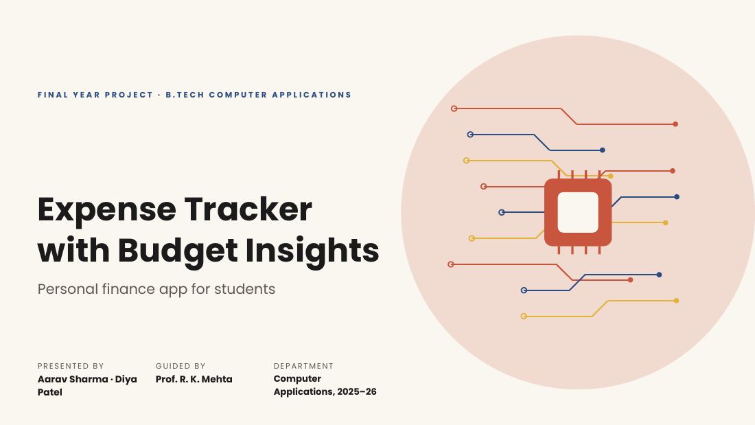 Expense Tracker with Budget Insights (Ivory Ink) — cover slide