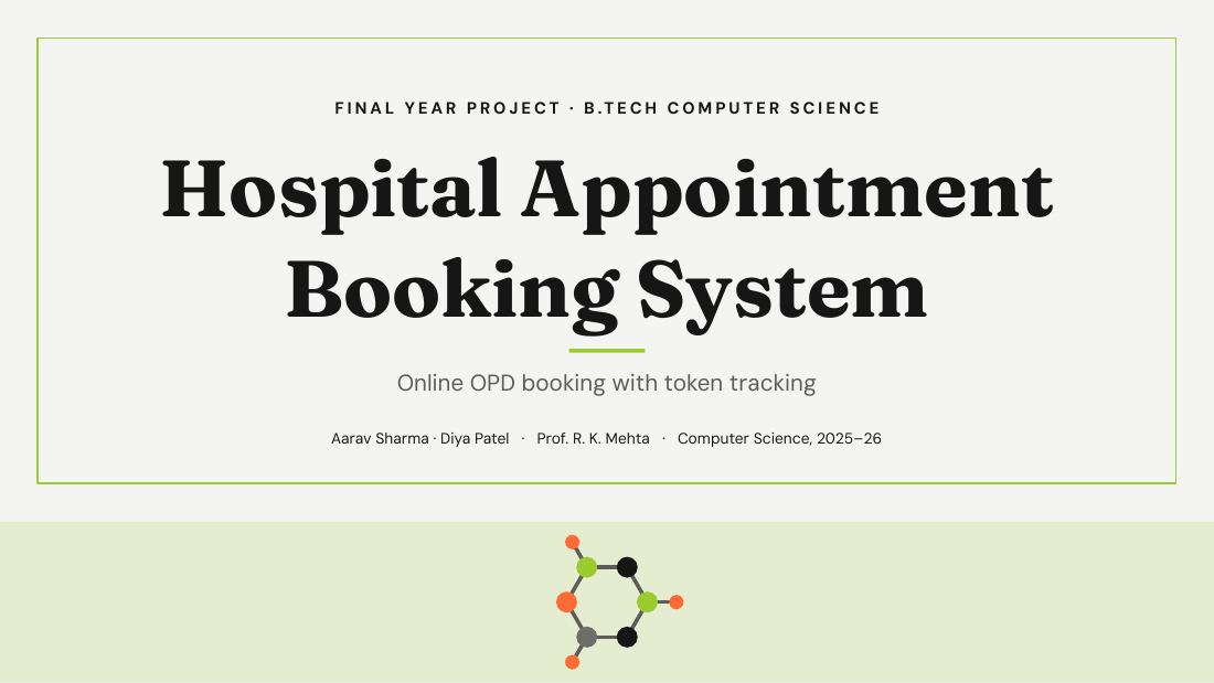 Hospital Appointment Booking System (Grey Lime) — cover slide