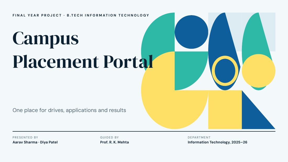 Campus Placement Portal (Ocean) — cover slide