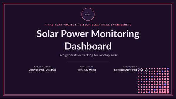 Solar Power Monitoring Dashboard (Dark Plum) — preview