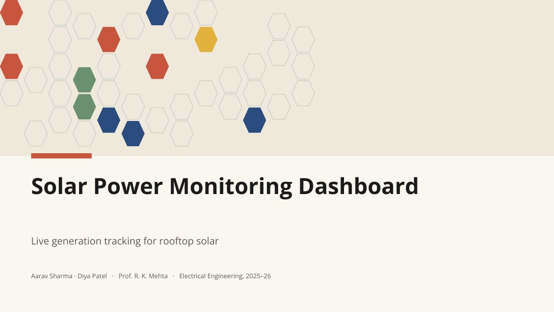 Solar Power Monitoring Dashboard (Ivory Ink) — cover slide