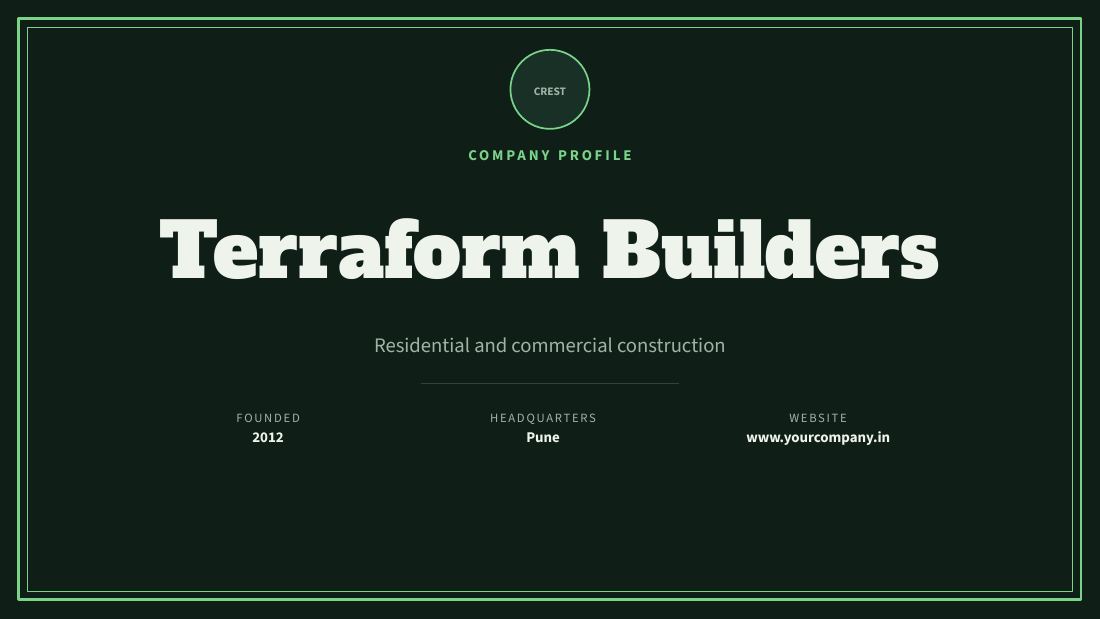 Terraform Builders (Forest Night) — cover slide