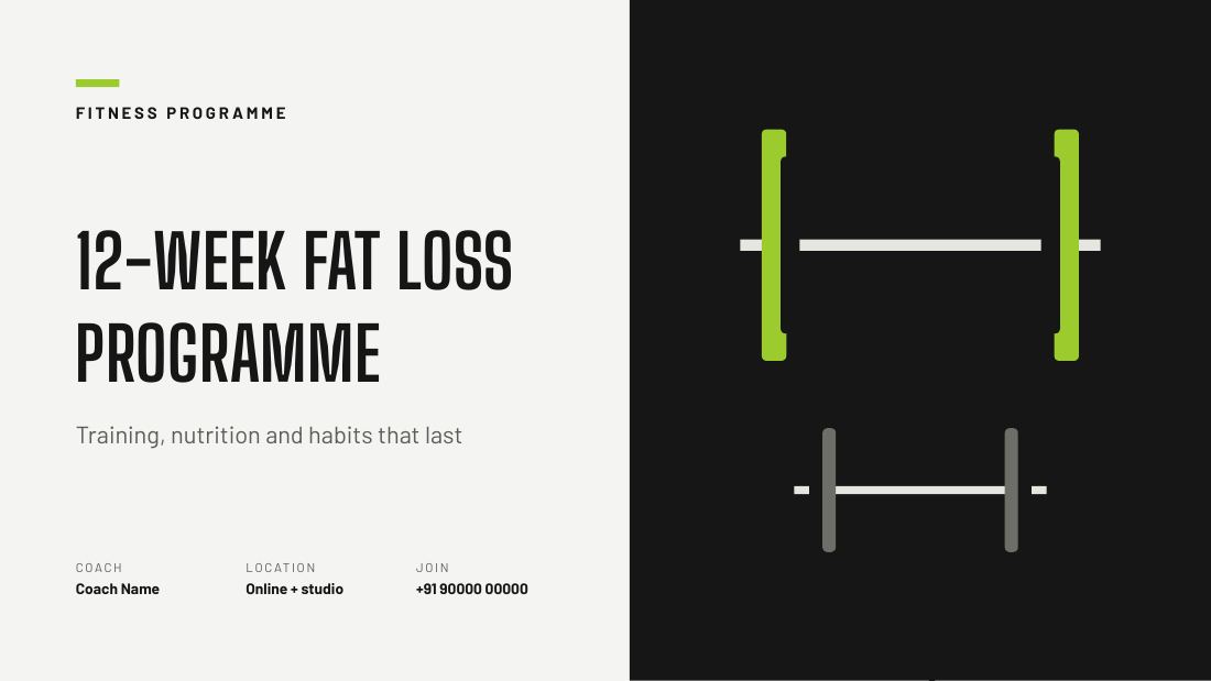 12-Week Fat Loss Programme (Grey Lime) — cover slide
