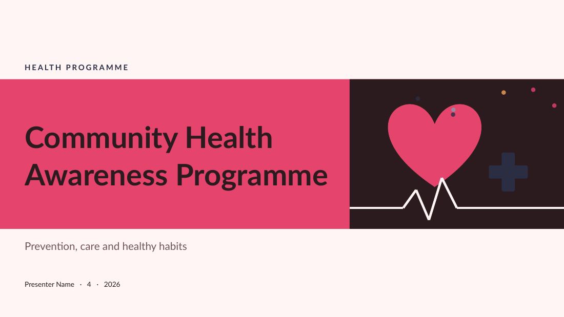 Community Health Awareness Programme — Medical / health (long) — cover slide