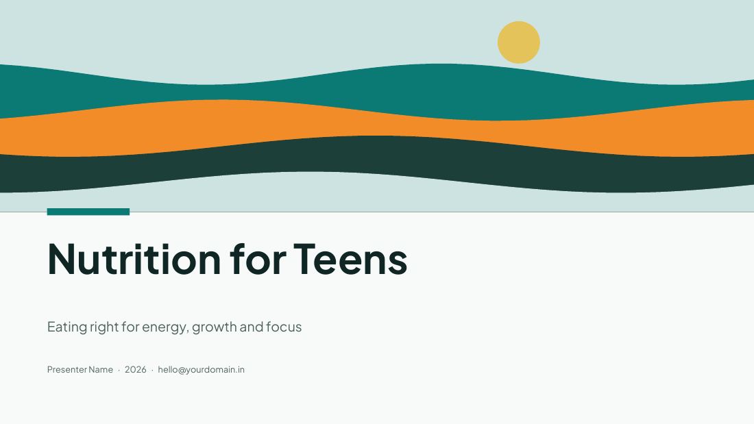 Nutrition for Teens (Teal Orange) — cover slide