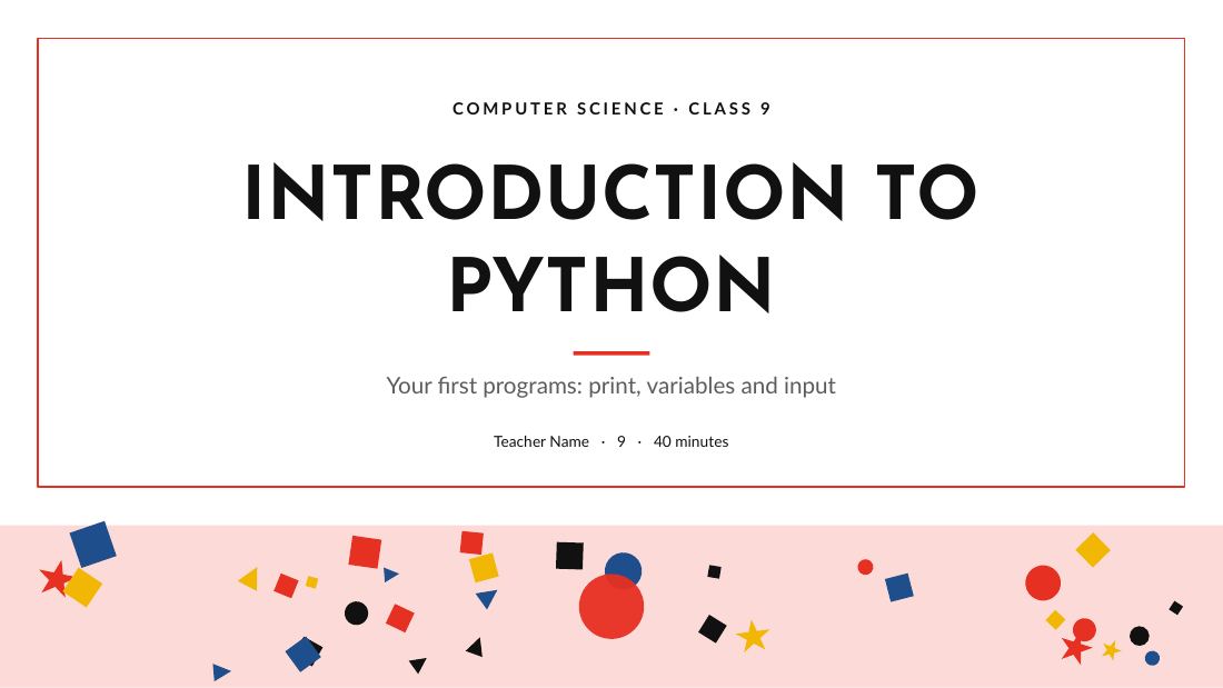 Introduction to Python (Swiss Red) — cover slide