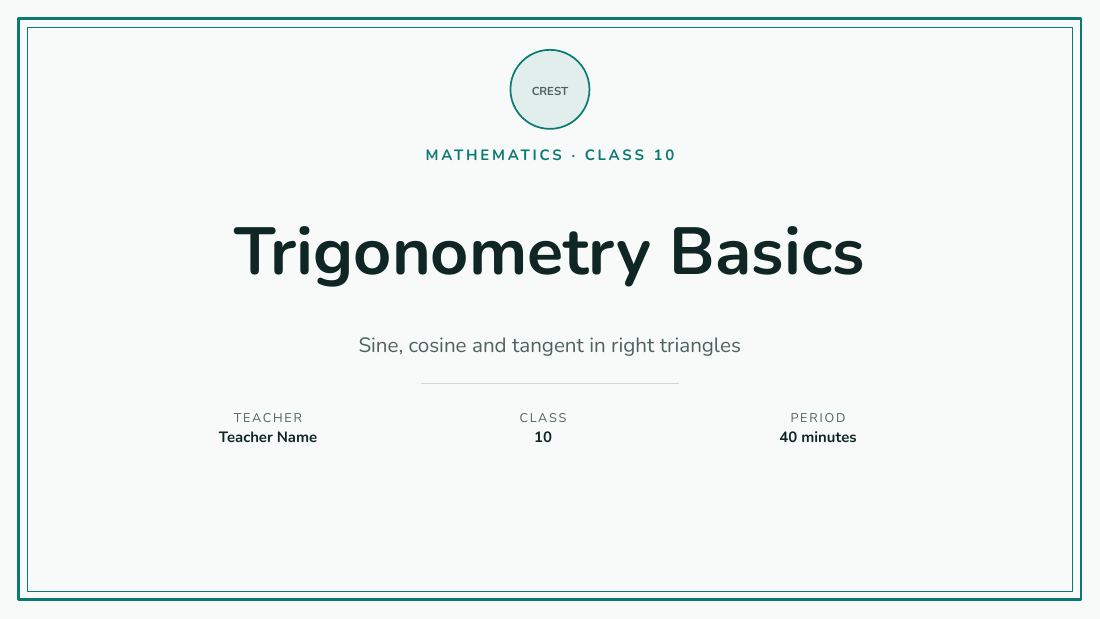 Trigonometry Basics (Teal Orange) — cover slide