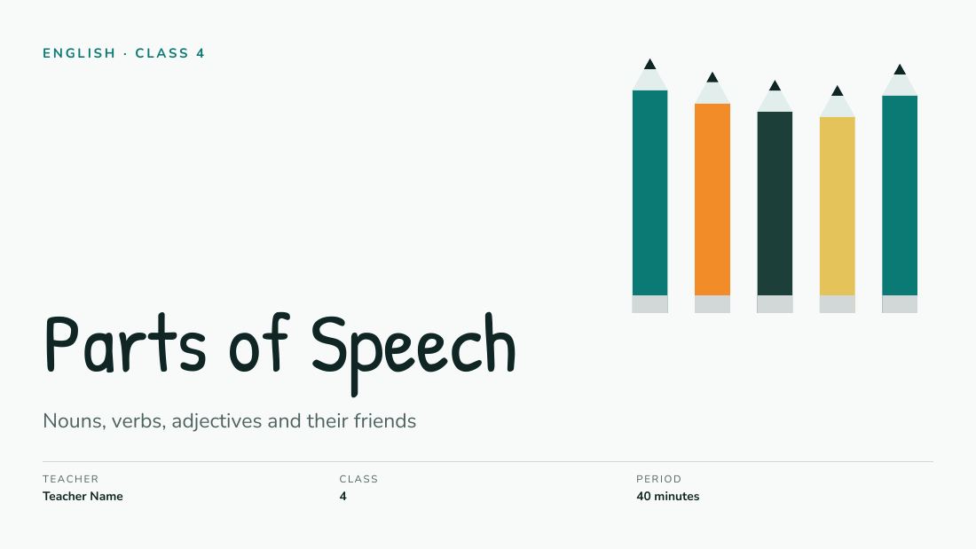 Parts of Speech (Teal Orange) — cover slide