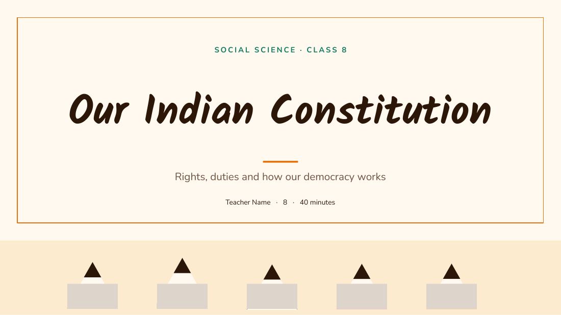 Our Indian Constitution (Saffron) — cover slide