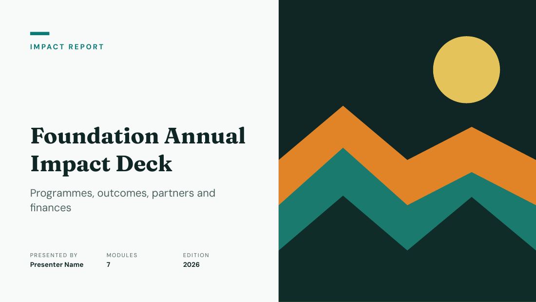 Foundation Annual Impact Deck — NGO / foundation (long) — cover slide