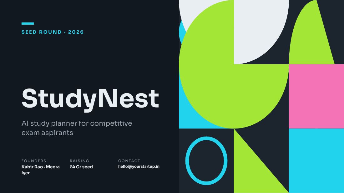StudyNest (Gunmetal Cyan) — cover slide