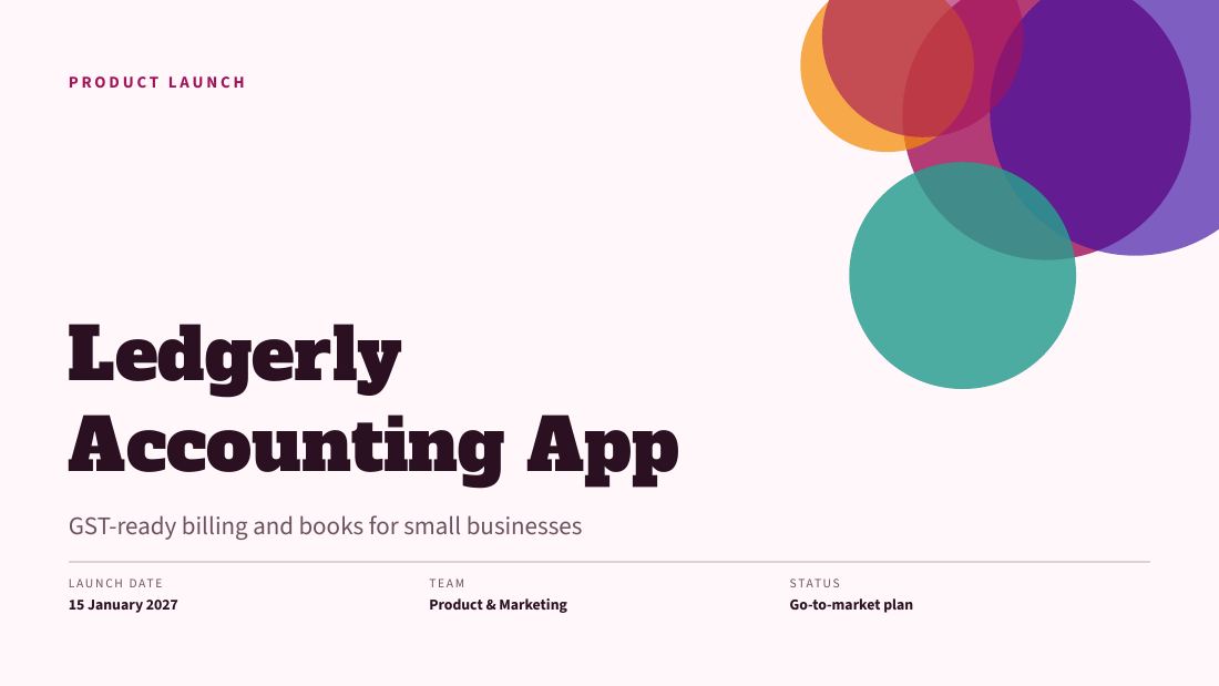 Ledgerly Accounting App (Berry) — cover slide