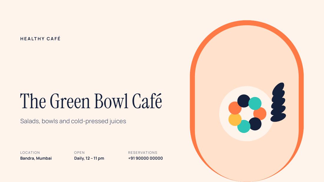 The Green Bowl Café (Peach Navy) — cover slide