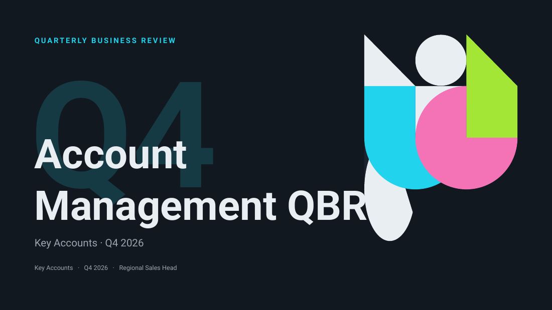 Account Management QBR (Gunmetal Cyan) — cover slide
