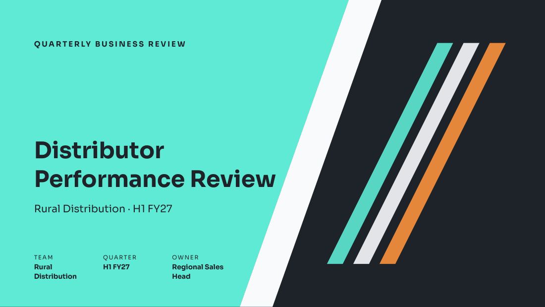 Distributor Performance Review (Slate Mint) — cover slide