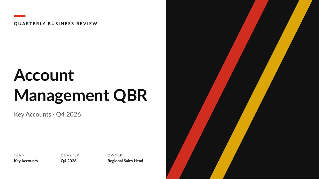 Account Management QBR (Swiss Red) — cover slide