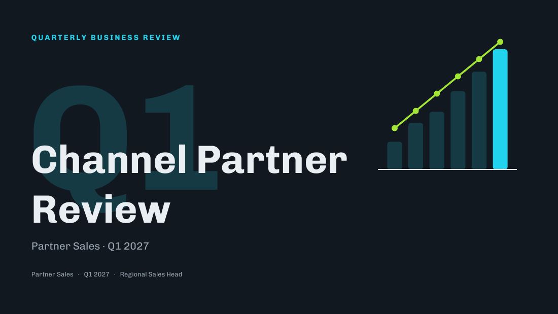 Channel Partner Review (Gunmetal Cyan) — cover slide