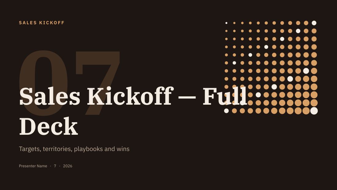 Sales Kickoff — Full Deck — Sales / QBR (long) — cover slide