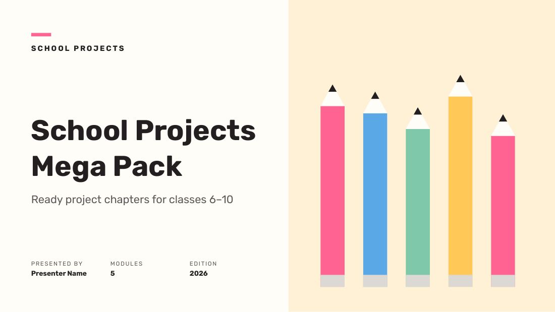 School Projects Mega Pack — School project (long) — cover slide