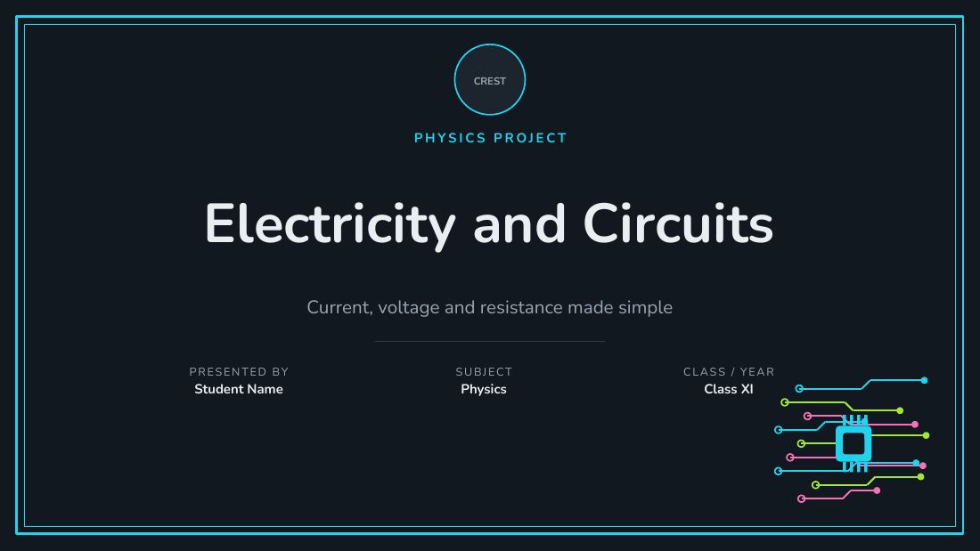 Electricity and Circuits (Gunmetal Cyan) — cover slide