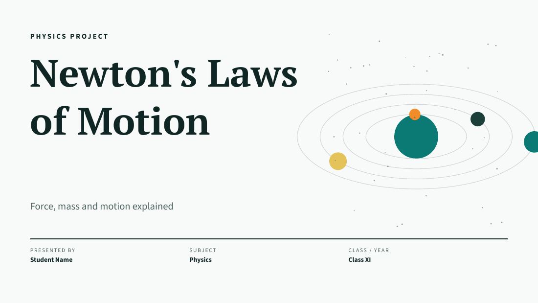 Newton's Laws of Motion (Teal Orange) — cover slide