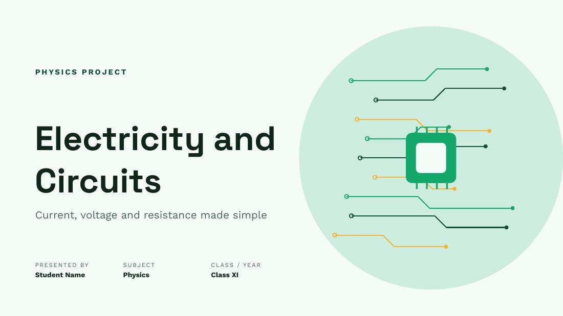 Electricity and Circuits (Fresh Mint) — cover slide