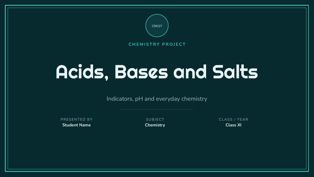 Acids, Bases and Salts (Deep Teal) — cover slide