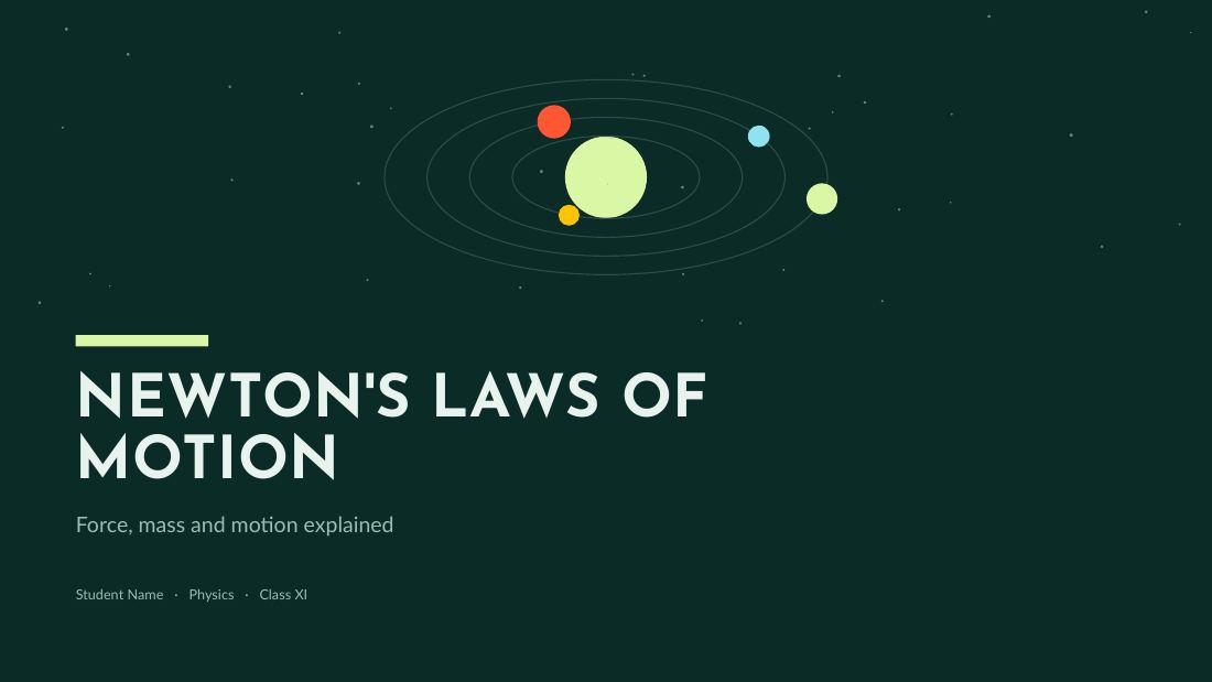 Newton's Laws of Motion (Dark Green) — cover slide