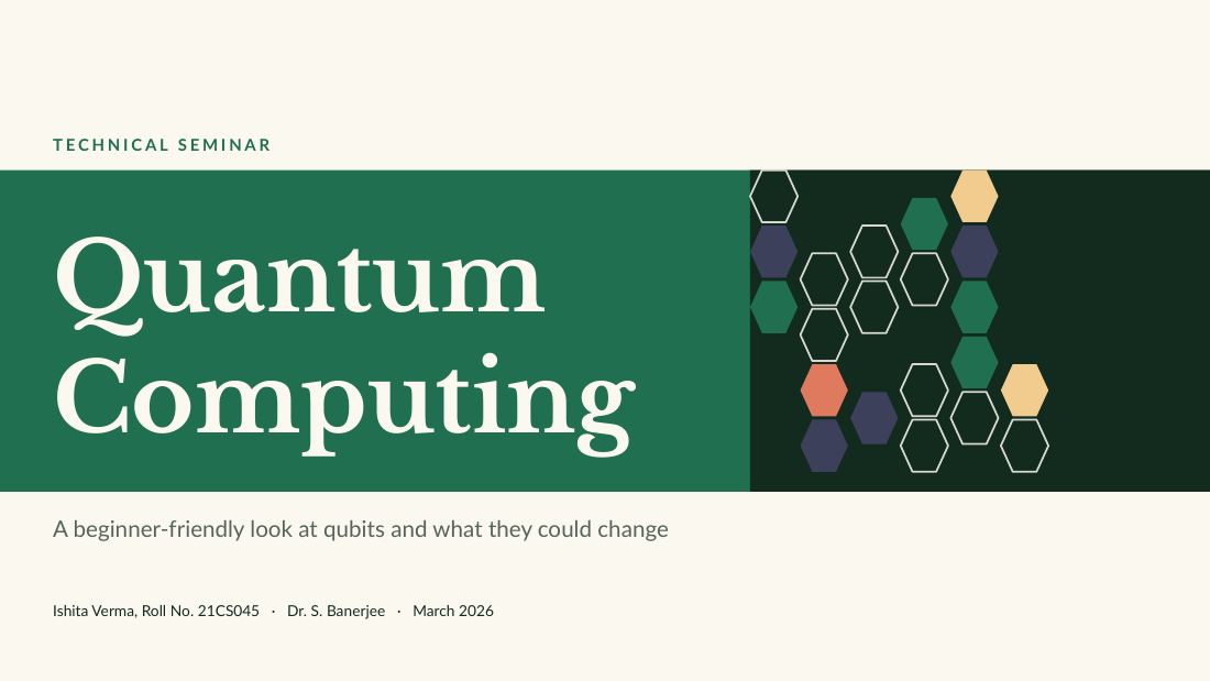 Quantum Computing (Cream Green) — cover slide